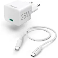 Hama Chargeur USB-C avec câble USB-C PD 25W Câble 1,5m Blanc