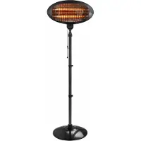 Emerio Chauffe-patio avec élément quartz, 3 niveaux,IP34, Radiateur infrarouge, Noir