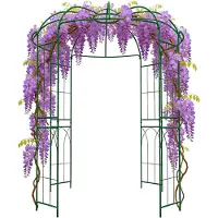 Relaxdays Pavillon en métal « Rosenpavillon », L x l x H 275 x 211 x 211 cm, support pour plantes grimpantes, jardin, pavillon accessible, vert foncé