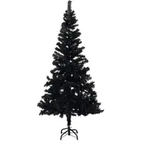 Syfax Arbre de Noël artificiel pré-éclairé et boules noir 150 cm PVC