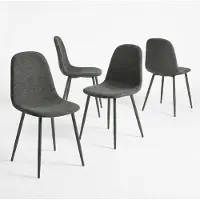 Meubles Cosy Lot de 4 chaises de salle à manger , revêtement en tissu gris moelleux – chaises scandinaves confortables avec pieds métalliques assortis – CHARLTON