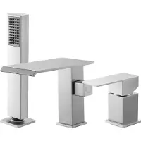 StarTech.com Mitigeur de baignoire - robinetterie de bord de baignoire 3 trous - avec douchette - mitigeur - haut débit - deux becs - inox brossé