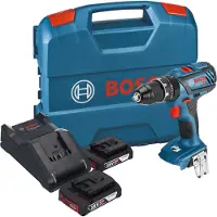 Bosch Perceuse-visseuse à percussion sans fil GSB 18V-28 Professional 18 V 63 Nm + 2 batteries 2,0 Ah + chargeur + mallette L-Case