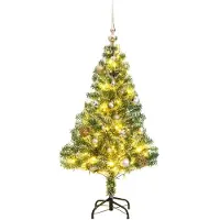 Prolenta Maison Exclusive - Sapin de Noël artificiel avec neige et boules, 150 LED, 120 cm