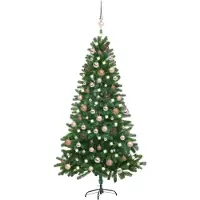 Syfax Arbre de Noël artificiel pré-éclairé et boules 180 cm vert
