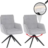 Mendler Lot de 2 chaises de salle à manger HWC-Q36, chaises de cuisine pivotantes à retour automatique, tissu chenille (680 g/m²) certifié Oeko-Tex, structure métallique MVG beige