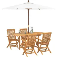 vidaXL Ensemble de jardin pour repas, 5 pièces, bois massif teck, couleur marron