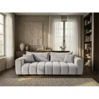 Sofiland COSMO LUXURY Canapé Droit Convertible 240cm Tissu Texturé Beige-gris