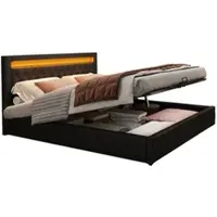 OKWISH Lit Gigogne 90x200 cm - Avec Lit Tiroir et Rangement Latéral - LED Télécommande et Ports USB - Sommier Inclus - Sans Matelas - Blanc