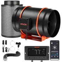 Vevor Kit Ventilateur de Gaine à Flux Mixte avec Filtre à Charbon 1372 m³/h