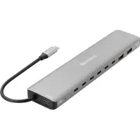 Sandberg 136-80 station d'accueil Avec fil USB 3.2 Gen 2 (3.1 Gen 2) Type-C Gris