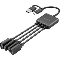 Sandberg 136-81 hub & concentrateur USB 3.2 Gen 1 (3.1 Gen 1) Type-A + Type-C 5000 Mbit/s Noir