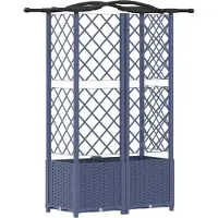 vidaXL Jardinière surélevée avec treillis et toit, gris, 122 x 40 x 138 cm, PP