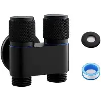 OEM Robinet à trois voies avec vanne d'angle, robinet double 1:2, robinet pour lave-linge, dérivation à 3 voies, acier inoxydable - pour cuisines, salles de bains, jardins, hôtels (noir).