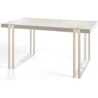 Alpi Möbel Table de salle à manger rectangulaire Rosa, dimensions : 140 x 80 x 77 cm, table de salon, couleur : marbre, avec pieds en métal de couleur blanche