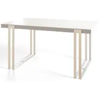 Alpi Möbel Table de salle à manger rectangulaire ROSA - Table extensible - Dimensions : 120-220 x 80 x 77 cm - Couleur : blanc - Avec pieds en métal de couleur blanche