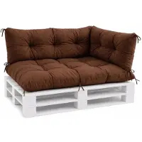VBChome Coussins pour palettes 120 x 80, 120 x 40 et 70 x 40 cm - Meubles en palettes, coussins pour palettes, jardin, balcon - 12 couleurs, rembourrage en flocons de mousse, marron - Lot de 3