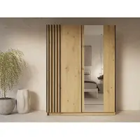 AX Living Armoire marron avec miroir 150 cm Beralto chêne Artisan