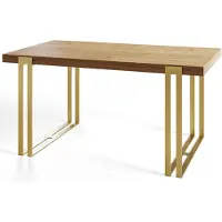 Alpi Möbel Table de salle à manger rectangulaire ROSA - Table extensible - Dimensions : 160-260 x 90 x 77 cm - Table de salon - Couleur : Craft - Avec pieds en métal de couleur or