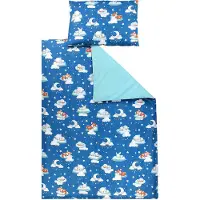 TupTam Linge de lit pour enfants à motifs, ensemble réversible 2 pièces, couleur : bébés animaux endormis / bleu foncé / menthe, taille : 120 x 90 cm