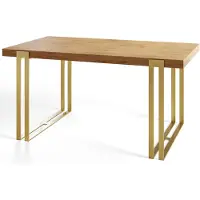 Alpi Möbel Table de salle à manger rectangulaire ROSA - Table extensible - Dimensions : 120-220 x 80 x 77 cm - Couleur : Lancelot - Pieds en métal de couleur or