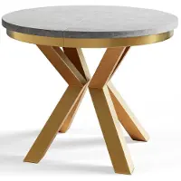 Alpi Möbel AlpiMeble Table de salle à manger ronde LOFT - Table extensible - Diamètre : 100 cm/180 cm - Table de salon - Couleur : gris - Pieds en métal doré