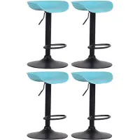 CLP - Ensemble de 4 tabourets Anaheim, en plastique, avec pieds en forme de trompette et repose-pieds. Couleur : bleu. Structure : noire