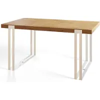 Alpi Möbel Table de salle à manger rectangulaire ROSA - Table extensible - Dimensions : 180-280 x 90 x 77 cm - Couleur : Lancelot - Avec pieds en métal de couleur blanche