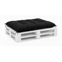 VBChome Coussin pour palettes pour palettes Euro, mobilier, support de palette, jardin, balcon, 12 couleurs, rembourrage en flocons de mousse, noir, coussin d'assise 120 x 80 cm