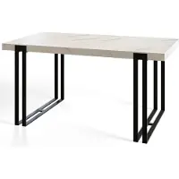 Alpi Möbel Table de salle à manger rectangulaire Rosa, dimensions : 160 x 90 x 77 cm, table de salon, couleur : marbre, avec pieds en métal de couleur noire