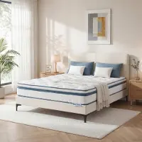 Tribesigns Matelas à ressorts, 9 zones, matelas à ressorts ensachés de 25 cm, 90 x 200 cm, matelas rafraîchissant à gel, orthopédique, fermeté moyenne H3, tissu Lyocell
