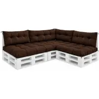 VBChome Coussins pour palettes 120 x 80, 120 x 40 et 70 x 40 cm pour palettes Europe, meubles, support de palette, jardin – 12 couleurs, rembourrage en flocons de mousse, marron – lot de 7 pièces