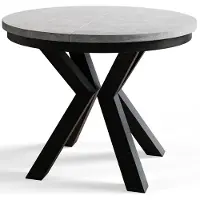 Alpi Möbel AlpiMeble Table de salle à manger ronde LOFT - Table extensible - Diamètre : 100 cm/180 cm - Table de salon - Couleur : gris - Avec pieds en métal de couleur noire