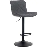 CLP Tabouret de bar ajustable pivotant tissu Noir