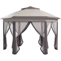 StarTech.com Tente pliante 4 x 4 m - Tente de réception pop-up - Double toit hexagonal - 6 panneaux latéraux - Sac de transport - Café/Beige