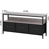 StarTech.com Meuble TV bas - Meuble TV pour téléviseurs jusqu'à 140 cm - Avec tiroirs et étagères - Design moderne - Structure en métal - Gris