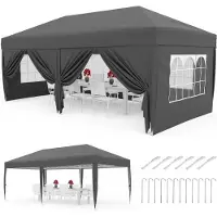 StarTech.com Tente pliante Pop Up 3 x 6 m - Tente de réception imperméable en Oxford 420D - Structure en acier - Hauteur réglable - Avec 6 parois latérales - Gris