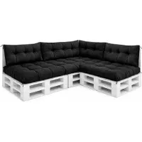 VBChome Coussins pour palettes 120 x 80, 120 x 40 et 70 x 40 cm pour palettes Europe, meubles, support de palette, jardin – 12 couleurs, rembourrage en flocons de mousse, noir – lot de 7 pièces