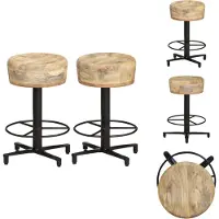 vidaXL - Ensemble de 2 tabourets de bar, 52 cm, couleur mangue, en bois massif - Tabourets de bar