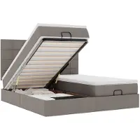 vidaXL Ottoman-lit avec matelas & LED Taupe 160x200 cm Tissu