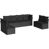 vidaXL Ensemble de jardin canapé 8 pièces avec coussins noir poly rotin