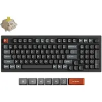 Keychron Clavier mécanique sans fil V5 Ultra 8K, configuration QWERTY US, entièrement assemblé, avec molette / Noir / Commutateurs Silk POM - Banana