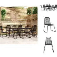 vidaXL Ensemble de jardin 9 pièces noir - Ensemble de meubles de jardin