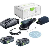 Festool Ponceuse excentrique sans fil ETSC 2 150-Basic 18 V 150 mm sans balais + 2 batteries 4,0 Ah + chargeur + Systainer