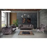 AEA Ensemble de canapés Canapé taupe Fauteuil Canapés trois places 331 Assise Ensemble Chesterfield