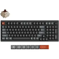 Keychron Clavier mécanique sans fil V5 Ultra 8K QWERTY US entièrement assemblé avec molette / Noir / Commutateurs Silk POM - Marron