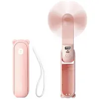 JISULIFE Ventilateur portable Life8 Plus, ventilateur USB avec fonction batterie externe 4500 mAh et lampe de poche, rose