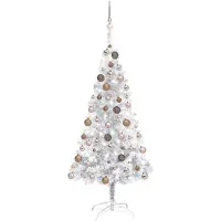 Prolenta Maison Exclusive - Sapin de Noël artificiel avec lumières et boules argentées, 120 cm