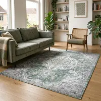 FRAAI Tapis oriental | Leyla Medallion Vert | 140x200cm | Vert | Rectangulaire | Tapis