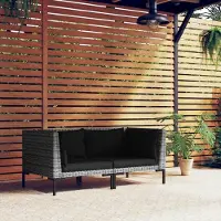 The Living Store Canapés de jardin 2 pcs. avec coussins Poly Rattan semi-circulaire
